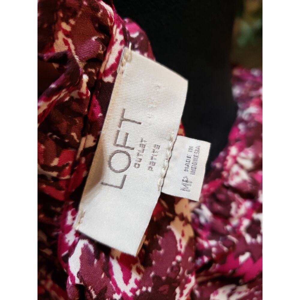 LOFT Blouse Women’s MP Pink Floral Ruffle Long Sleeve Lightweight Top - Picture 7 of 9